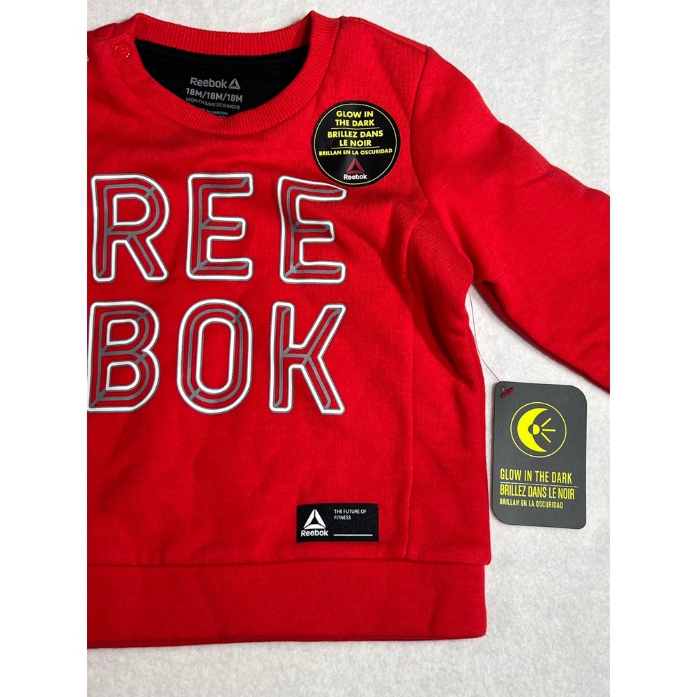 Reebok Infant Boys Glow in the Dark Red Sweatshirt 18M Pullover NWT